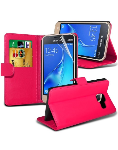 Samsung Galaxy Core Prime Pu Leather Book Style Wallet Case with free  Stylus-Pink