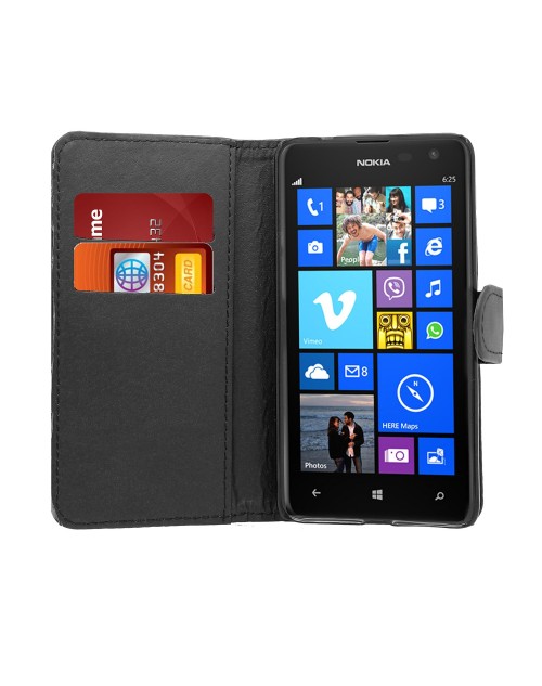 Microsoft Lumia 520 Pu Leather Book Style Wallet Case with free  Stylus-Black