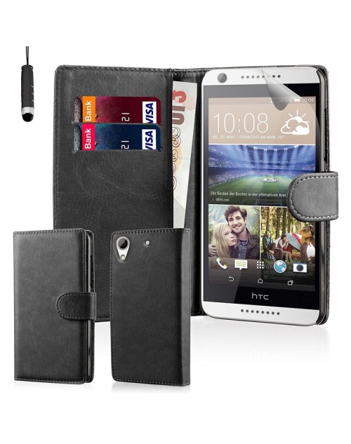 HTC Desire A9  Pu Leather Book Style Wallet Case with free  Stylus-Black
