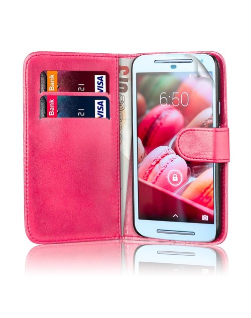 LG K8 Pu Leather Book Style Wallet Case with free  Stylus-Pink