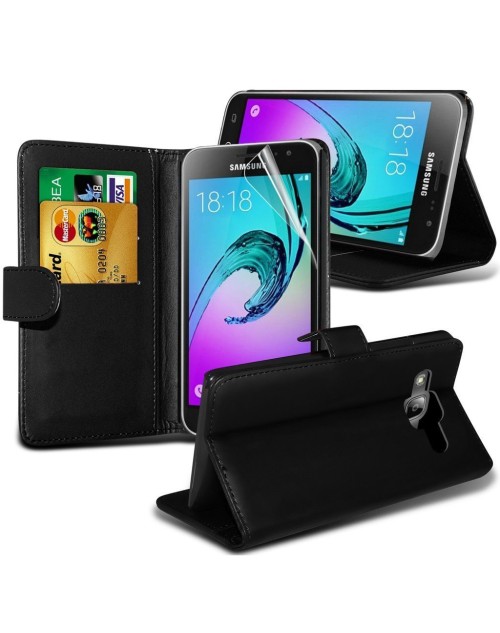 Samsung Galaxy A7 Pu Leather Book Style Wallet Case with free  Stylus-Black