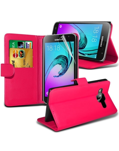 Samsung Galaxy J1 Pu Leather Book Style Wallet Case with free  Stylus-Pink