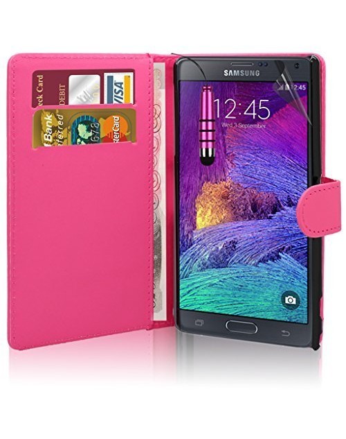 Samsung Galaxy Note 2 Pu Leather Book Style Wallet Case with free  Stylus-Pink
