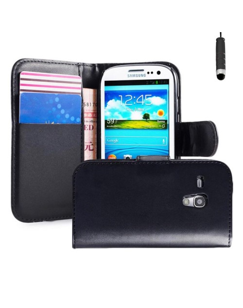 Samsung Galaxy S2 Pu Leather Book Style Wallet Case with free  Stylus-Black