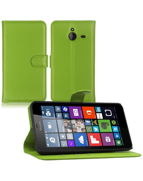 Microsoft Lumia 650 Pu Leather Book Style Wallet Case with free  Stylus-Green