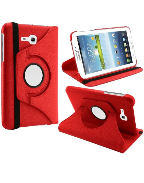 Samsung Galaxy Tab 3 Lite 7.0 360 Rotating Pu Leather Case with Adjustable Viewing Stand-Red